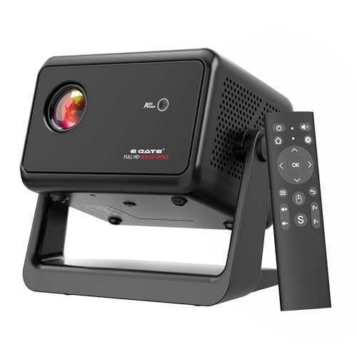 Image of E Gate Duster 5X | 100% Dust Proof | 5X Brighter | Fully Automatic Native 1080p Projector 4k Ultra HD | 500 ISO | Android 13, Live TV, Netflix, Prime | ScreenMirror | HDMI-ARC-WiFi6 | EGATE