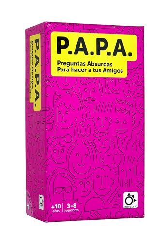 Mercurio - P.A.P.A. | Preguntas Absurdas para Hacer a Amigos | Juego de Mesa Divertido para Adultos y Grupos Grandes | 400 Cartas + Tablero de Puntuación | Ideal para Fiestas, Reuniones y Rompehielos