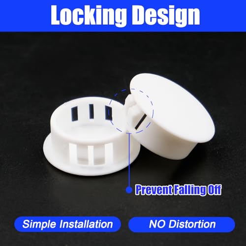 Image of 25Pcs 7 /8 inch(22mm) White Plastic Hole Plugs, White Hole Plugs Hardware Plugs for Round Holes, Knockout Plugs Screw Hole Plugs for Reserved Holes in Kitchen Cabinet