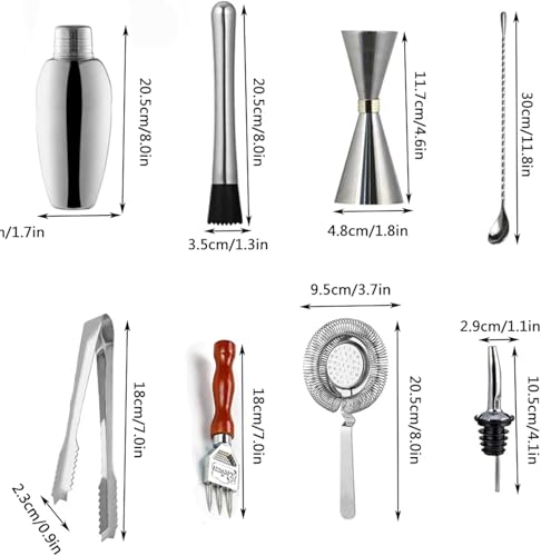 Kit de Coctelera y Herramientas para Bartender 20 piezas miniatura 2