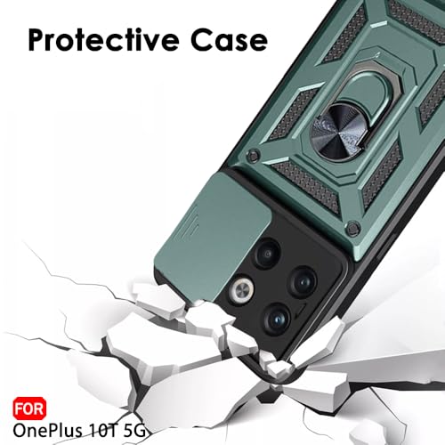 Image of TheGiftKart Tough Armor Bumper Back Cover Case for OnePlus 10T 5G | Sliding Camera Cover, Kickstand & Ring Holder | 360 Degree Protection Back Cover Case for OnePlus 10T 5G (PC & TPU, Blue)