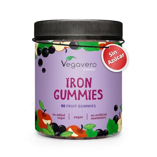 Gominolas de Hierro Vegavero | 97% de Fruta y Sin Azúcar | Para Niños y Adultos | Para la Anemia + Energía + Cansancio | 90 Gominolas | 100% Vegano y Sin Aditivos