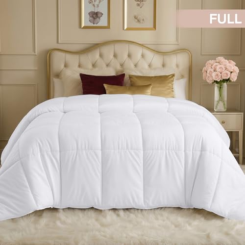 Image of Utopia Bedding Comforter Full Size 82 x 86 Inches White, All Season Duvet Insert, Down Alternative Box Stitched Bed Comforter with Corner Tabs, Machine Washable