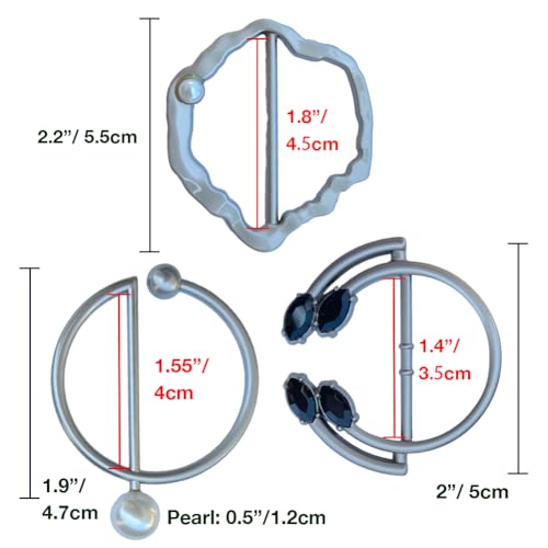Image of 3 Pack Metal Tshirt Clips and Rings 1.5 Inch Large T-shirt Clip Scarf Ring for Girl Women Tshirt Twist Knot Clip Buckle Circle Clothing Ring Wrap Holder (Gunmetal, Dark Gold)