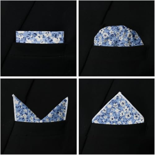 Image of Floral Pocket Squares for Men with Holder Printed Flower Mens Handkerchief Cotton Suit Pocket Hanky for Wedding