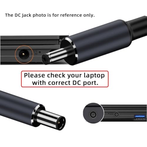 Image of ETZIN USB C to DC Adapter,USB C Female to DC 6.5x4.4mm Barrel Jack Plug PD 100W Laptop Fast Charging Adapter with Wattage Display (6.5x4.4mm)