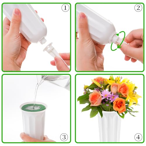Image of Goaste 6 Pack Cemetery Vases with Spikes, Memorial Floral Vases with Foam Inserts, Grave Flower Holder Cones for Outdoor Use, Lawn Headstone Graveside Decoration, Fresh or Artificial Flowers, White