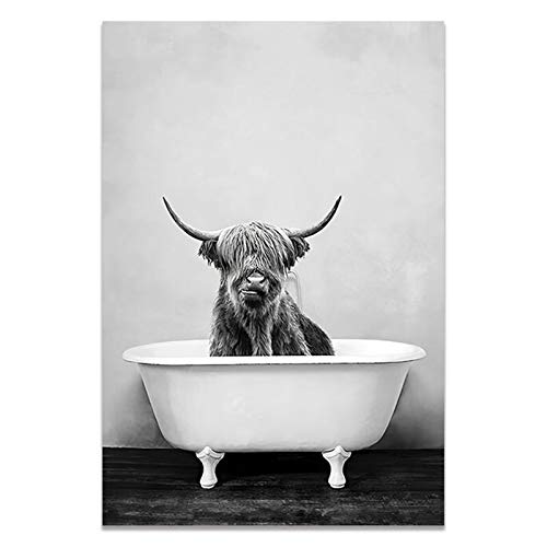 ZXBF Baby Tier Poster Panda Giraffe Elefant in der Badewanne Leinwand Malerei Kindergarten Wandkunst Nordic Bild Kinderzimmer Dekoration (Color : 09, Size (Inch) : 60x80cm No Frame) Cover