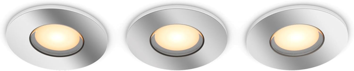 Philips Hue Adore, Faretti da incasso smart, Confezione da 3 | 5 W, Luce bianca da calda a fredda, Telecomando Dimmer Switch incluso, Smart Home, Controllo vocale via app, Con Bluetooth
