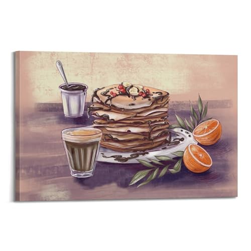 Poster crêpes au chocolat décoration cuisine salon salon de thé moderne