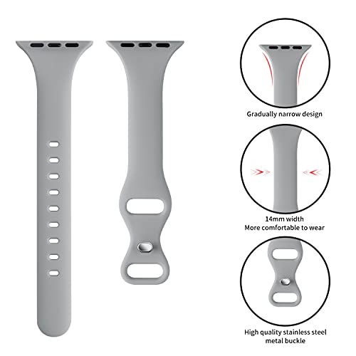 Image of Thin Slim Band Compatible with Apple Watch 38mm 40mm 41mm 42mm 44mm 45mm 46mm 49mm, Replacement Silicone Sport Strap for iWatch Series 11 /10 /9 /8 /7 /6 /5 /4 /3 /2 /1 Ultra SE Women Men, Gray