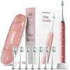Aquasonic Vibe Series Ultra-Whitening Toothbrush – ADA Accepted Electric Toothbrush – 8 Brush Heads & Travel Case – 40,000 VPM Motor & Wireless Charging – 4 Modes w Smart Timer – Satin Rose Gold