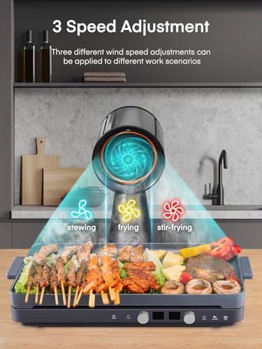 Portable Range Hood, Desktop Range Hood with Powerful 3-Speed Wind, Large Oil Collection Cup, Compact Kitchen Exhaust Fan Ideal for Indoor BBQ, Hot Pot and RV Kitchens