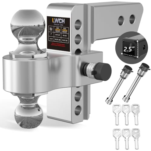 LWCH Adjustable Trailer Hitch for 2.5 Inch Receiver, 6 Inch Drop/Rise