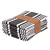 Urban Villa Set of 6 Kitchen Towels Highly Absorbent 100% Cotton Dish Towel 20X30 Inch with Mitered Corners Trendy Stripes Dove Grey /White Bar & Tea Towels