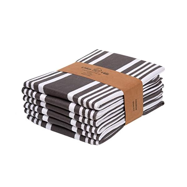 Urban Villa Set of 6 Kitchen Towels Highly Absorbent 100% Cotton Dish Towel 20X30 Inch with Mitered Corners Trendy Stripes Dove Grey /White Bar & Tea Towels Urban Villa Set of 6 Kitchen Towels Highly Absorbent 100% Cotton Dish Towel 20X30 Inch with Mitered Corners Trendy Stripes Dove Grey /White Bar & Tea Towels