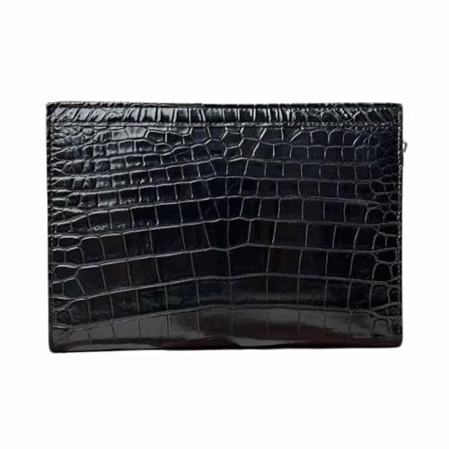 1: Dimensioni della borsa da uomo in pelle di coccodrillo: (25 cm (lunghezza) x 17,5 cm (altezza) x 5 cm (profondità))