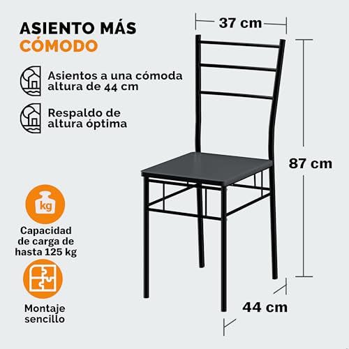 Miniatura 6 de Casaria Mesa Y Sillas De Comedor Completo, Mesa De Cocina Rectangular 110x68cm, Pack De 4 Sillas, Juego Muebles De Cocina, Salon, Moderno, Madera 5 Pzs.