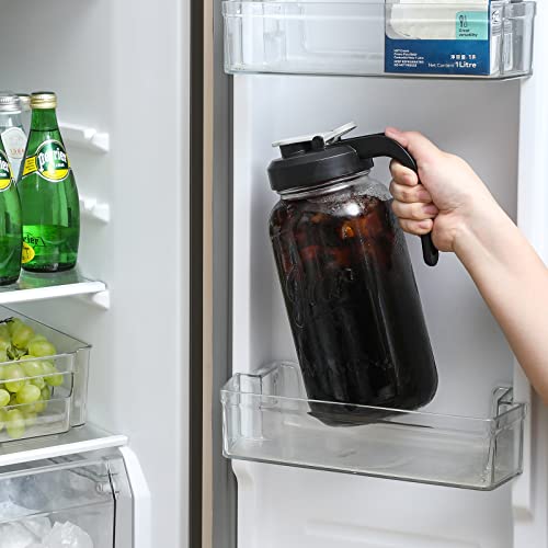 Aozita Glass Pitcher With Lid - 2 Quart Mason Jar Pitcher With Filter Lid, Wide Mouth Jar Leak-Proof Water Jug, Heavy Duty Glass Container For Water, Juice, Milk, Tea, Iced Coffee, And Drinks #TOP5