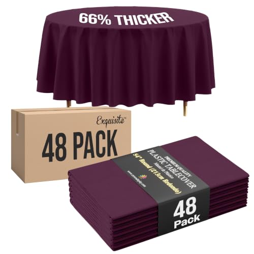 Image of Exquisite Plum Round Tablecloth 84 inch - 48 Pack