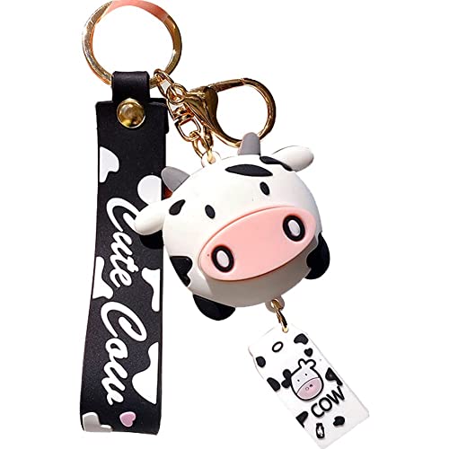 Stakee Silikontierschlüsselketten Süße Kühe Schlüsselanhänger 3D Cartoon Tier Keyrings Farm Kuhschlüsselkain Für Anhänger Cover