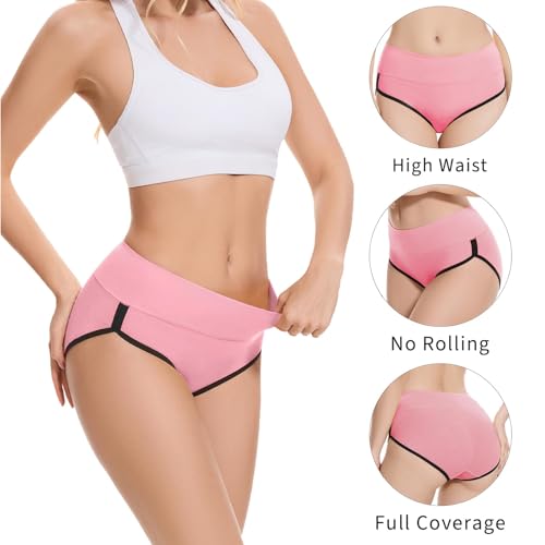 Image of CAILECOTTON Women's Underwear Cotton High Waisted Hipster Panties Soft Stretch Breathable Everyday Brief 5 Pack