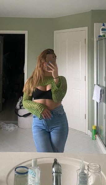 Womens Crochet Shrug Y2K Hollow Out Bolero Shrug See Through Cropped Knit Sweater Top - Image 4