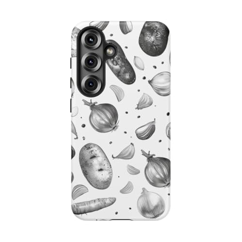 Coque Samsung S25 motif végétal noir et blanc coque rigide mate