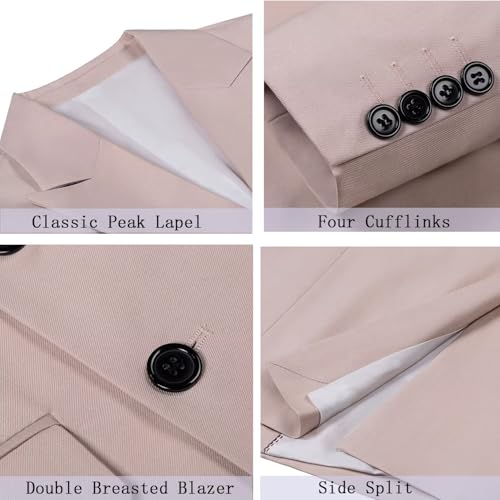 Men's 2 Piece Suits Double Breasted Tuxedo Sets for Men Slim Fit Blazer Jacket Pants Sets for Business Formal Wedding Prom3