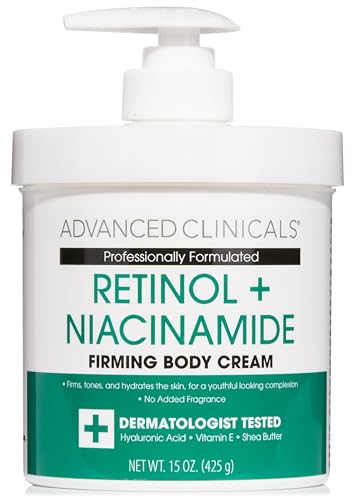 Advanced Clinicals Retinol Body Lotion, Firming & Anti-Aging Moisturizer for Crepey Skin, 15 Oz Retinol Face & Body Cream