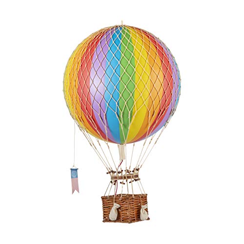 Authentic Models, Floating The Skies Air Balloon, Hanging Home Decor - 22 Inch Height, Historic Hot Air Balloon Model for Home Decor, Detailed Vintage Decorations to Hang from Ceiling - Rainbow