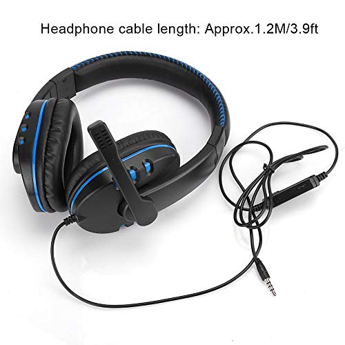 Eboxer 3.5Mm Wired Gaming Headset, Head Mounted Computer Gaming Headphone With Microphone, Soft Pu Earmuffs And Lightweight Headband For Ps4 (Black Blue) #TOP4