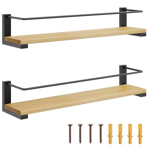 EXFU Lot de 2 étagères à épices murales en bois pour porte d'armoire, organisateur d'épices, étagère murale pour cuisine, 40 x 9 cm