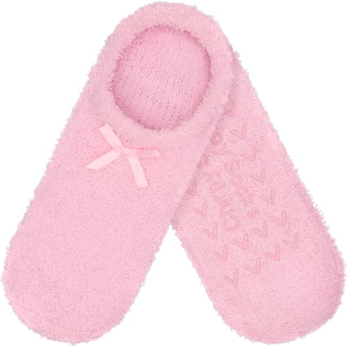 Image of BambooMN Women's Soft Fuzzy Cozy Footies Travel Home Non-Slip