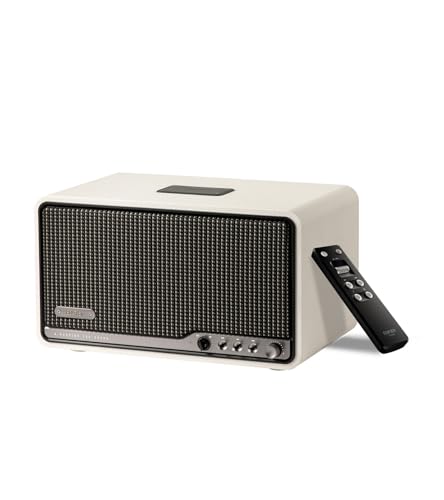 Edifier S300 Retro Desktop Speaker, Audio przewodowe i bezprzewodowe Hi-Res, zasilanie 80W (RMS), Bluetooth 5.4 Multi-Point, WiFi Multi-Room (AirPlay 2), wejście AUX i USB-C, Kości słoniowej