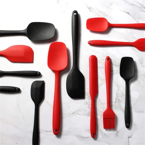 Image of Oren Empower Set of 6 Pcs Silicone Spatula & Kitchen Utensil with Hook Design for Cooking /Non-Stick BPA Free /Household Heat Resistant Item, Flexible Non Toxic Silicon Cookware Tools - Black