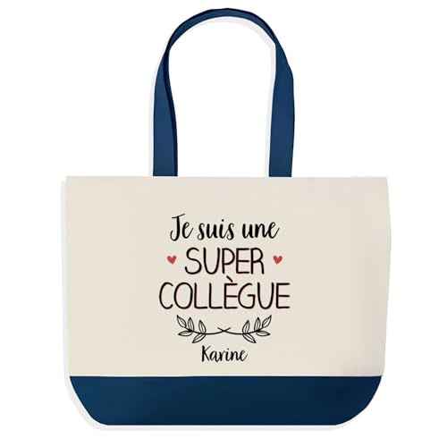 Sac de shopping bleu Karine Super Collègue, un tendre témoignage d'amitié entre collègues