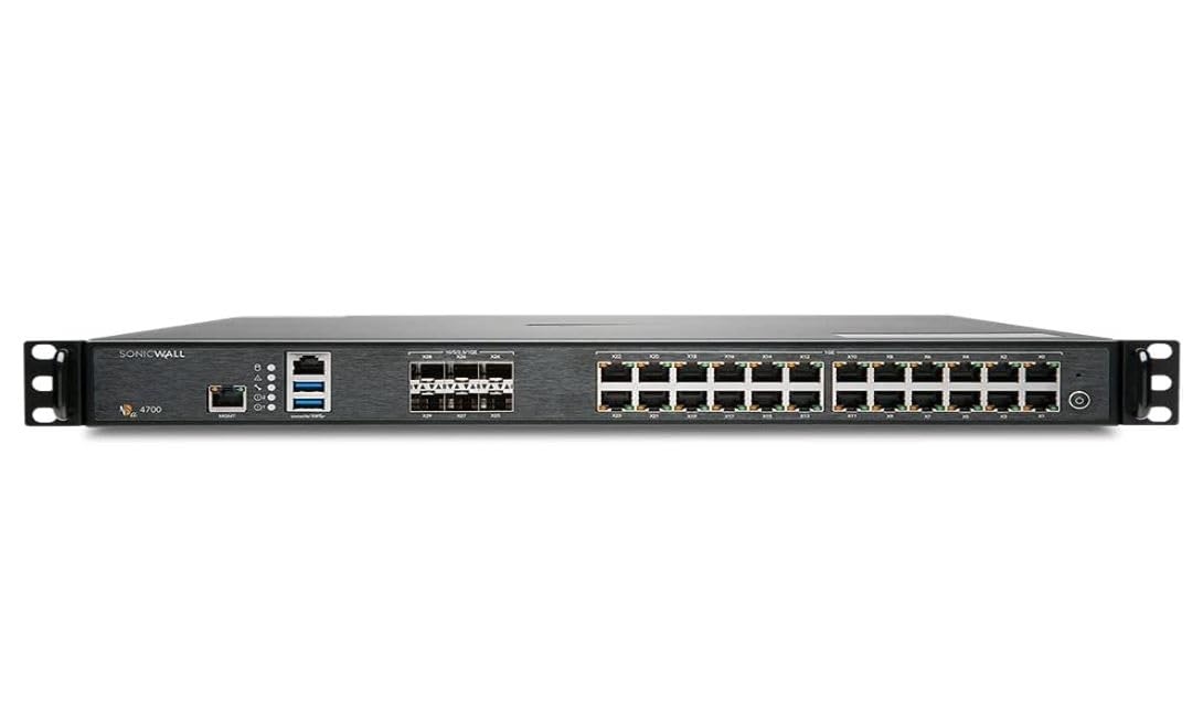 SonicWall NSa 4700 Network Security/Firewall Appliance - Intrusion Prevention - 24 Port - 10GBase-X, 1000Base-T - 10 Gigabit Ethernet - 2.25 GB/s Firewall Throughput - DES, 3DES, AES (128-bit), AES (1