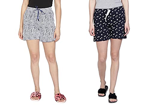Image of Club A9 Women's Regular Fit Cotton Printed Shorts