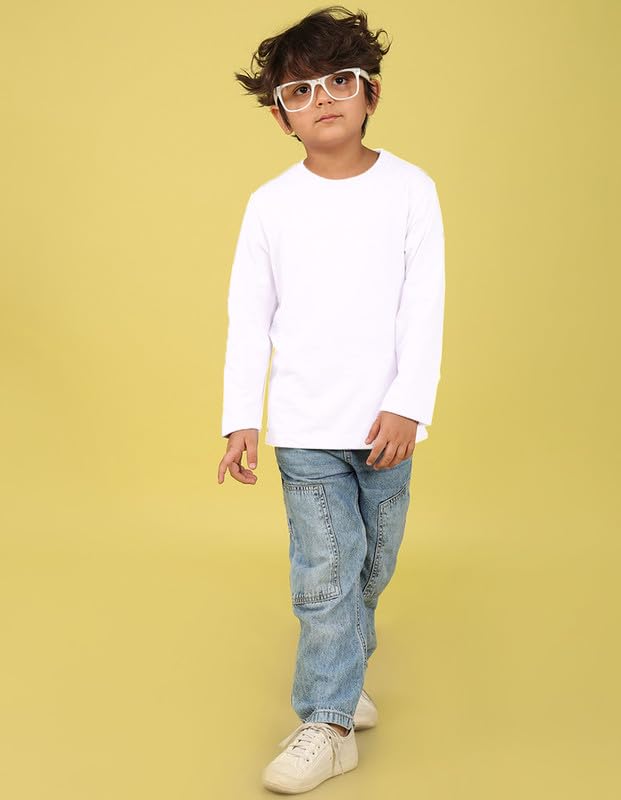 Image of Nusyl Boys Solid Cotton Blend Tshirts - Soft & Comfortable Full-Sleeves T-Shirts | Casual Wear for Kids & Teen Boys | Full Sleeves T-Shirts |- NUBCTSF001-PO2-1