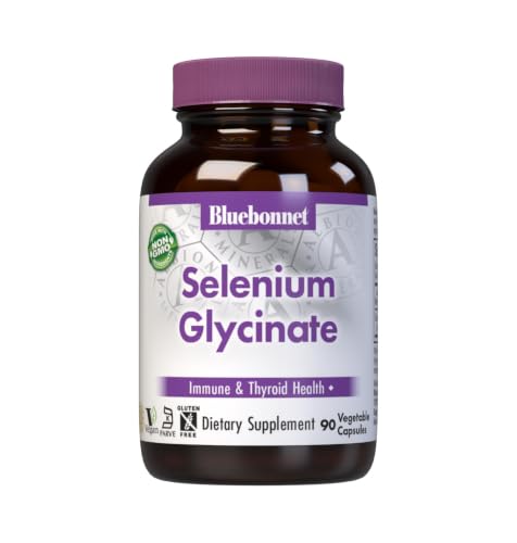 Bluebonnet Nutrition Albion Selenium Glycinate, Immune Health*, Thyroid Health*, Soy-Free, Gluten-Free, Non-GMO, Kosher Certified, Dairy-Free, Vegan, 90 Vegetable Capsules, 90 Servings