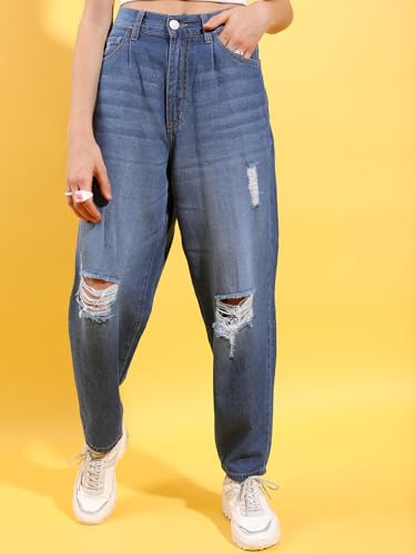 Image of Tokyo Talkies Women's Tapered Fit Cropped Jeans| Mid-Rise| Jeans Pant