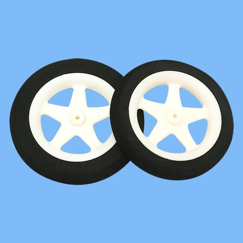 BrewJa 2 Pcs Landing Gear Light Foam Sponge Wheels 5 Spoke Dia 55mm/60mm/76mm Miniature Tire for RC Aircraft Model Replacement Parts (Color : 2pcs D76mm)