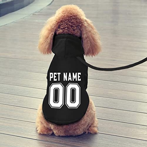 Personalized Dog Hoodies With Pets Name & Number, Custom Puppy Sweatshirt Hooded With Buttons Drawstring Harness Hole,Id Pet Sweater Clothes For Small Medium Dogs Cats - M #TOP3
