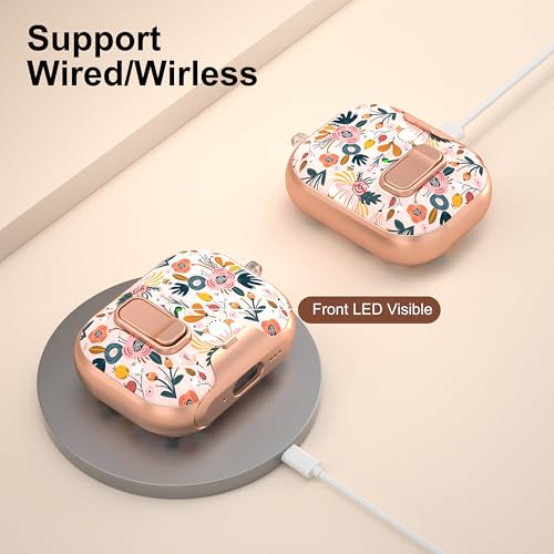 Image of for Apple AirPods Pro 3 Case 2025 with Safety Lock & Foldable Phone Stand | Double Drop Protection,Two-Piece Design, Airpod Pro 3 Case with Keychain & Cleaner Kit, Support Wireless Charging, Floral
