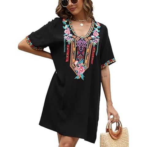 Higustar Women's Plus Size Embroidered Dress Cover