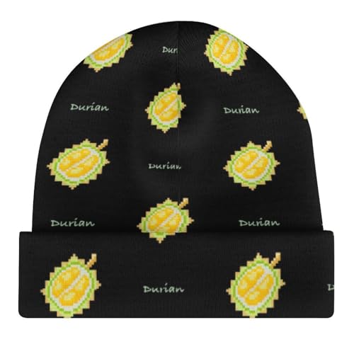 Cartoon Durian Pattern Kids Beanie Hat for for Girls Boys Children Cap Winter Knitted Chemo Cancer Headwear Accessories Gifts Decoration Black4