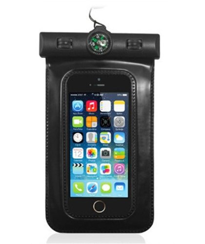 Unitewell New Waterproof Pouch Bag Case Cover with Compass Armband and Neck Strap for iPhone 5 5S 5C 4S 4G (Black)