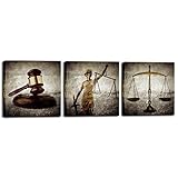 Biuteawal - Legal Wall Art Law Firm Scales Justice Hammer Picture Canvas Prints Justitia Lady Poster...