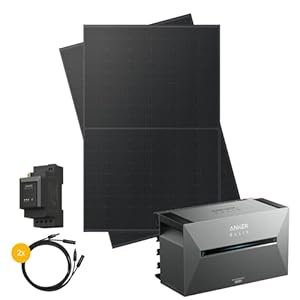 Kleines Kraftwerk 900W Balkonkraftwerk ohne Halterung (bifazial) inkl. Anker Solarbank 3 Pro | Solaranlage mit Speicher 800W komplett Steckdose | Balkon Kraftwerk Komplettset | 2x 450Wp Solarmodule